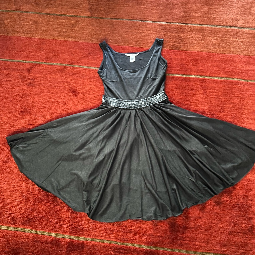 Diane Von Furstenberg Sequinned Waist Black Cocktail Dress